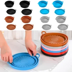 7.5'' Zusammenklappbarer Heißluftfritteusen-Silikontopf Grau Silikon Backkorb Kompaktfriteusen -Günstiges Brat Lust Geschäft bd71bce1f0ecfe99c816bdc322900181