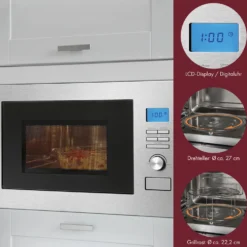 Bomann 3in1 Einbau-Mikrowelle Mit Grill Und Heißluft, 25 L Garraum, 8 Automatikprogramme, Auftaufunktion, Inkl. Grillrost Und Drehteller (Ø 27 Cm), 900 Watt, Edelstahl, MWG 3001 H EB -Günstiges Brat Lust Geschäft be3b865390eaf76aa53e5298b21f33c0