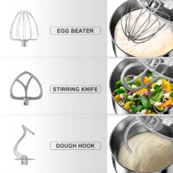 Homlee Küchenmaschine,Mit Knet- Und RüHrfunktion Leistungsstarke 1800W Küchenmaschine Mit GroßEr 7.2 Liter EdelstahlschüSse Inkl. RüHraufsatz, Knethaken & Schneebesen,Spritzschu -Günstiges Brat Lust Geschäft bea07be977fe1fc33bf79a1a7da93fa6