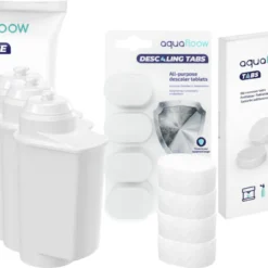 AquaFloow Siemens Kaffeemaschinen-Set: 3x Wasserfilter (Ersatz TZ70003), Entkalkungstabletten 4 Stück (TZ80002), Reinigungstabletten 10x2g (Ersatz TZ80001)