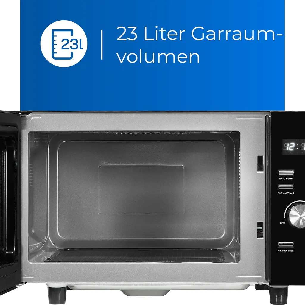 Exquisit Mikrowelle MW8023-F-240DIG Schwarz | 750 Watt | 1000 Watt Grill | Timer | Auftaufunktion 6 Exquisit Mikrowelle MW8023-F-240DIG Schwarz | 750 Watt | 1000 Watt Grill | Timer | Auftaufunktion – Bild 4