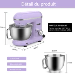 Küchenmaschine, Knetmaschine, Teigmaschine, CHeflee 1500W Multifunktion Food StandMixer Processor Zum Backen Mit 5,5 L Edelstahlschüssel, 6 Geschwindigkeiten, Inkl. Knethaken, Schneebesen, Flachrührer(Violett) 14 Küchenmaschine, Knetmaschine, Teigmaschine, CHeflee 1500W Multifunktion Food StandMixer Processor Zum Backen Mit 5,5 L Edelstahlschüssel, 6 Geschwindigkeiten, Inkl. Knethaken, Schneebesen, Flachrührer(Violett) -Günstiges Brat Lust Geschäft c6cf686b25a00338499d7b4e224e04c1