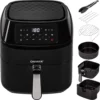 ONVAYA® Heißluftfritteuse | Airfryer XXL | Fritteuse Ohne Öl & Fett | Für 5-6 Personen | Mit LED-Display | 10 Programme | 1700 W | Inkl. Backform & Grillrost Mit Spießen -Günstiges Brat Lust Geschäft c9fddcf7bd217c5cebdcd960d15f96f4