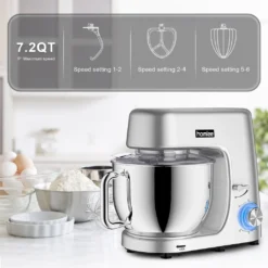 Homlee Küchenmaschine,Mit Knet- Und RüHrfunktion Leistungsstarke 1800W Küchenmaschine Mit GroßEr 7.2 Liter EdelstahlschüSse Inkl. RüHraufsatz, Knethaken & Schneebesen,Spritzschu -Günstiges Brat Lust Geschäft cc19a24bb2c038d78fd03d4e64d79971