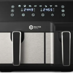BALTER Heißluftfritteuse Mit Doppelkammer HL-850D, 9L (5,5L + 3,5L), 2 Speisen Gleichzeitig, 9 Programme , Friteuse Ohne Öl, Dual Zone, Airfryer, Heis -Günstiges Brat Lust Geschäft ce1cdba9a42ccab550315440b0f319c2