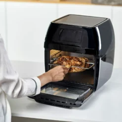 Black & Decker Black+Decker BXAFO1200E Minibackofen Heißluftfritteuse Zwei Röste, Fettauffangschalen, Griff, Frittierkorb, 360° Drehspieß -Günstiges Brat Lust Geschäft d3b534cbe952ed6bd6398d261ed6a14e