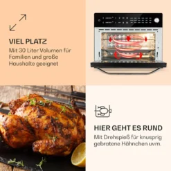 Klarstein Vigor Air Heißluftfritteuse XXL - Airfryer Mit 1800 W - 30 Liter - 18 Programme - Ober- Und Unterhitze - Digitales Bedienfeld Mit Touchscreen - Edelstahl -Günstiges Brat Lust Geschäft d3b9c3415cb0ced4db9c442daea2c315