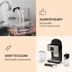 BellaVita Kaffeemaschine 3-in-1 1450 W 20 Bar Milchschäumer 10 BellaVita Kaffeemaschine 3-in-1 1450 W 20 Bar Milchschäumer -Günstiges Brat Lust Geschäft d56adfe7a87c52751f8445a1699045f1