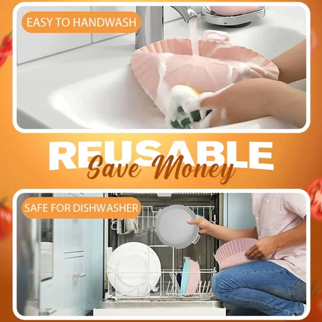 Heißluftfritteuse Matte Silikon Topf Ofen Backblech Gebratene Pizzamatte Ersatz Gril (Rosa) 7 Heißluftfritteuse Matte Silikon Topf Ofen Backblech Gebratene Pizzamatte Ersatz Gril (Rosa) – Bild 5