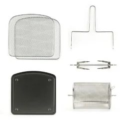 Black & Decker Black+Decker BXAFO1200E Minibackofen Heißluftfritteuse Zwei Röste, Fettauffangschalen, Griff, Frittierkorb, 360° Drehspieß -Günstiges Brat Lust Geschäft d75d858f68cf31b0df37220d2579fada