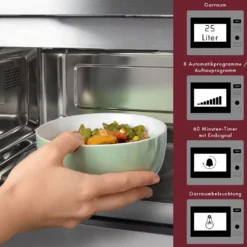 Bomann 3in1 Einbau-Mikrowelle Mit Grill Und Heißluft, 25 L Garraum, 8 Automatikprogramme, Auftaufunktion, Inkl. Grillrost Und Drehteller (Ø 27 Cm), 900 Watt, Edelstahl, MWG 3001 H EB -Günstiges Brat Lust Geschäft d7730f892e11c6dbcbe20b8f6e348938