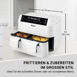 N8WERK Doppel-Heißluftfritteuse - 7,6l Heißluft Fritteuse Friteuse Fritöse XL Air Fryer Edelstahl Doppelkorb 2x 3,8L -Günstiges Brat Lust Geschäft d786d75da6ea1ef74ec1afc3f4c9a42b