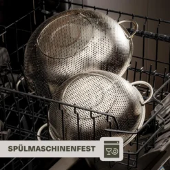 2 Nudelsiebe Aus Edelstahl Mit Mikroperforation - Groß & Klein - Spülmaschinenfest - Standfest - Für Pasta, Obst, Gemüse -Günstiges Brat Lust Geschäft d93d45f93678efd488df3da058492751