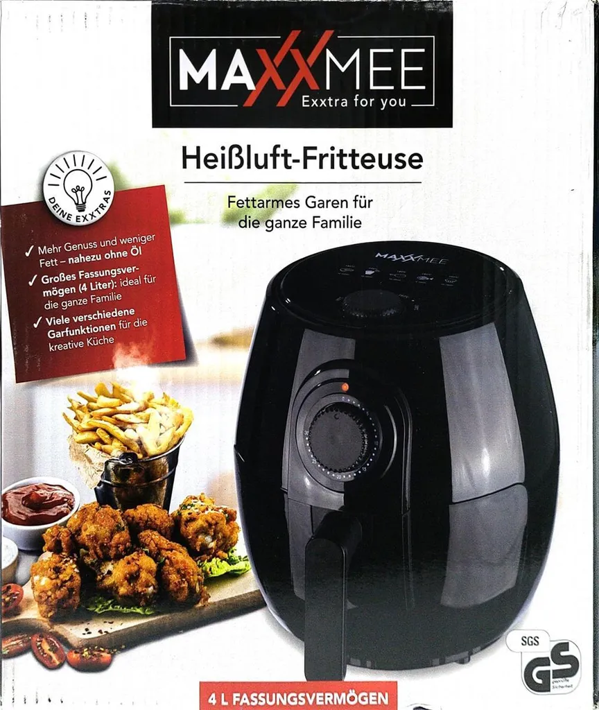 MAXXMEE Heißluft-Fritteuse - 4 L Fassungsvermögen - Schwarz 14 MAXXMEE Heißluft-Fritteuse - 4 L Fassungsvermögen - Schwarz – Bild 12