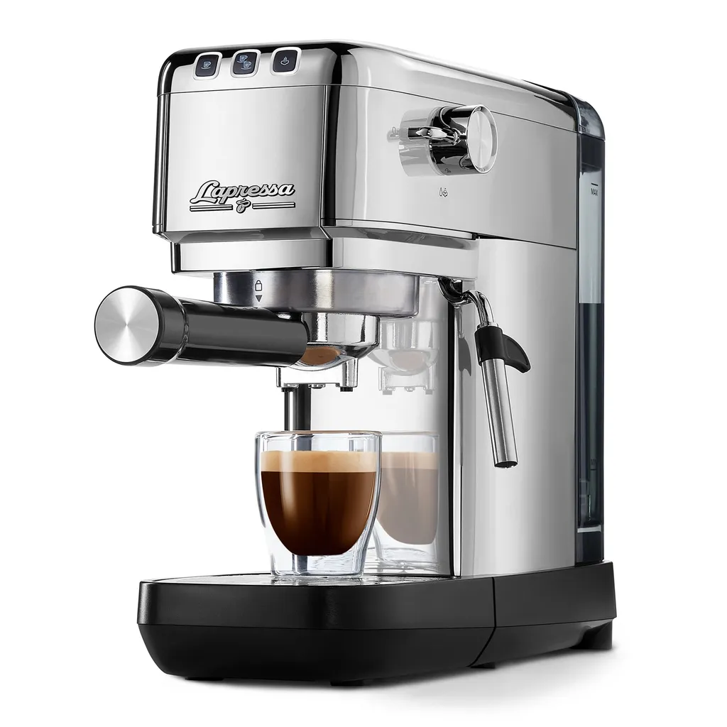 Tchibo Siebträger Espressomaschine „Lapressa“, Mit Doppelauslauf Und Milchaufschäumdüse (15 Bar, 980ml Wassertank), Inkl. Zwei Doppelwandigen Sieben, Für Espresso Und Milchschaum, Edelstahl 3 Tchibo Siebträger Espressomaschine „Lapressa“, Mit Doppelauslauf Und Milchaufschäumdüse (15 Bar, 980ml Wassertank), Inkl. Zwei Doppelwandigen Sieben, Für Espresso Und Milchschaum, Edelstahl