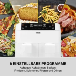N8WERK Doppel-Heißluftfritteuse - 7,6l Heißluft Fritteuse Friteuse Fritöse XL Air Fryer Edelstahl Doppelkorb 2x 3,8L -Günstiges Brat Lust Geschäft e4842cb8c5dbde8ed14a126434af8a2d