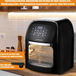 Jago® XXXL 8in1 Heißluftfritteuse 12L + 10 Zubehör - 1800W, LED Display Mit Touch Screen, 8 Programme / Timer, Ohne ÖL - Airfryer, Heißluft, Fritteuse, Heißluftofen, Backofen, Dehydrator, Grill -Günstiges Brat Lust Geschäft e58f74ae5964ecb997dac685147651a2