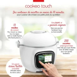 MOULINEX CE901100 Intelligenter Multikocher Cookeo Touch Touchscreen Mit Hohem Druck 250 Rezepte 13 Modi - Weiß -Günstiges Brat Lust Geschäft e7218bf7346de6d59df5fdc2a98b7b9a