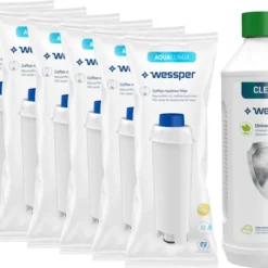 Wessper Set: 6x Wessper AquaLunga Wasserfilterpatrone Für DeLonghi Kaffeemaschinen (Ersatz SER3017 DLS C002) + Wessper CleanMax 500ml Entkalker -Günstiges Brat Lust Geschäft e7a233564c69d4c21510d49f6f918c35