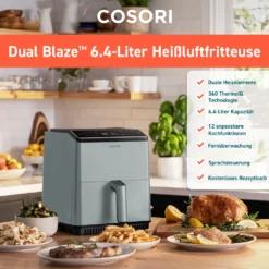 COSORI 6.4L DUAL BLAZE XXL Heißluftfritteuse, Grau -Günstiges Brat Lust Geschäft e9c136a69762f086e5cbaae26f7fe492