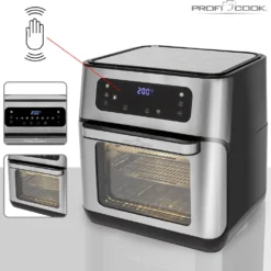 ProfiCook PC-FR 1200 H Heißluft-Fritteuse, 9 Automatikprogramme Inkl. Variabler Zeit Und Temperatureinstellung, Kapazität: Ca. 11 Liter, 4 Einschubhöhen Für Optimale Backergebisse, Edelstahl-schwarz -Günstiges Brat Lust Geschäft ea8ca7eca7103530e04de6b372c8a639
