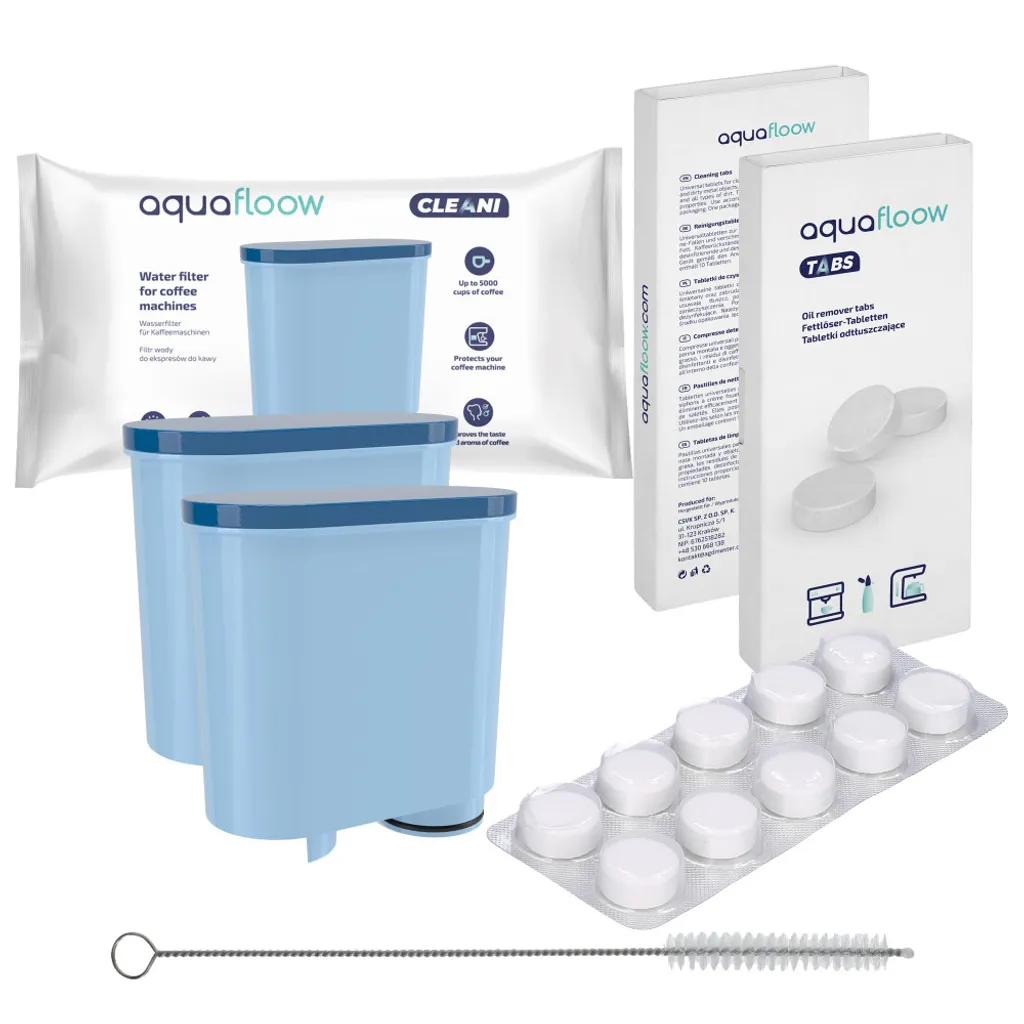 Espressomaschinen-Set 2x AquaFloow Cleani Filter + Aquafloow Tabs Reinigungstabletten + Bürste/Reiniger Für Espressomaschinen 3 Espressomaschinen-Set 2x AquaFloow Cleani Filter + Aquafloow Tabs Reinigungstabletten + Bürste/Reiniger Für Espressomaschinen