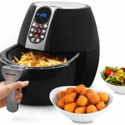 MEDION Heißluftfritteuse, Ca. 1500 Watt, Digitales Bedienfeld, Nutzinhalt Gesamt 4 Liter, Ölfreies Frittieren, 30 Min Timer, Überhitzungsschutz, MD17320 Schwarz -Günstiges Brat Lust Geschäft eee99566f8a5f9e7c89ca22f2b2c7b57