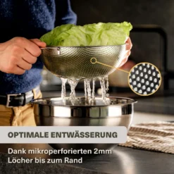 2 Nudelsiebe Aus Edelstahl Mit Mikroperforation - Groß & Klein - Spülmaschinenfest - Standfest - Für Pasta, Obst, Gemüse -Günstiges Brat Lust Geschäft f469af6e47a14ba590ca9e4be3bc748d