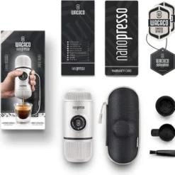WACACO Nanopresso Tragbare Espressomaschine, Mit Nanopresso-Etui, Upgrade-Version Von Minipresso, Reisekaffeemaschine, Kaffee-To-Go, Manuell Betrieben, Weiß, Nachhaltig -Günstiges Brat Lust Geschäft f71d7ea87404288253699e43b207f313