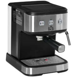 HOMCOM Espressomaschine Kaffeemaschine Aus Edelstahl Siebträgermaschine Mit Milchschäumer 1,5L Wassertank 15 Bar Für Espresso Cappuccino Latte Milchkaffee 850 W