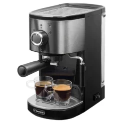 Bestron Espressomaschine Für 2 Tassen, Kolbenmaschine Mit Schwenkbarer Dampfdüse, Inkl. Integriertem Tassenwärmer, Herausnehmbarem Wassertank & 15 Bar Pumpendruck, 1.450 Watt, Farbe: Silber -Günstiges Brat Lust Geschäft fcf370582eea7294c2ec979f69503bdc