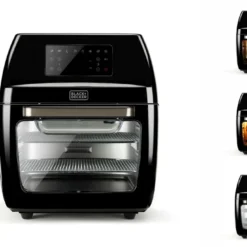 Black & Decker Black+Decker BXAFO1200E Minibackofen Heißluftfritteuse Zwei Röste, Fettauffangschalen, Griff, Frittierkorb, 360° Drehspieß -Günstiges Brat Lust Geschäft fe50ad2a28810a2d9b561aa1a9250a53